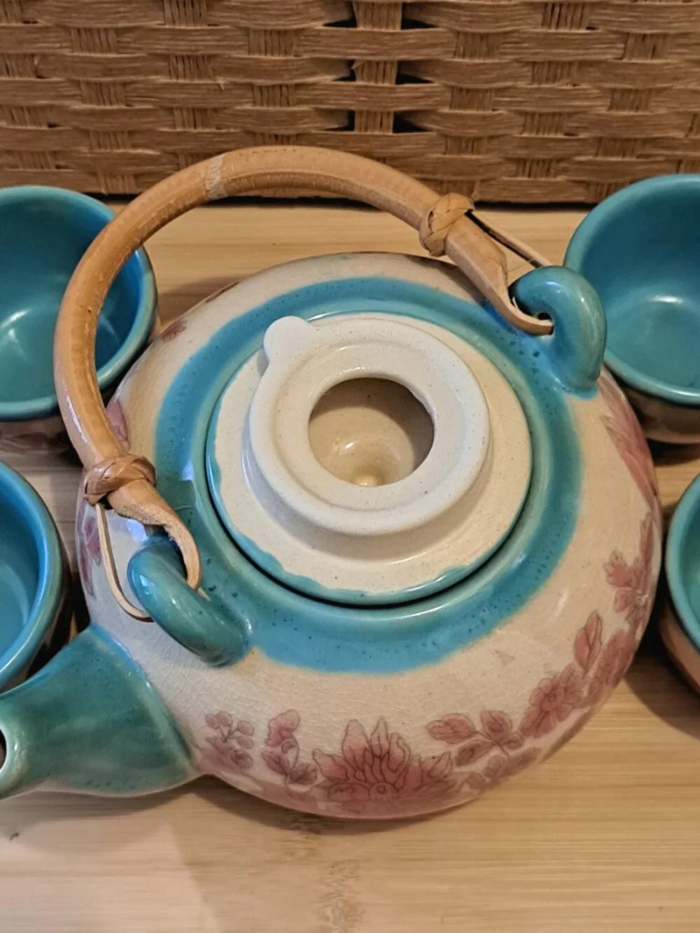 World Market Handpainted Ceramic Teapot Set